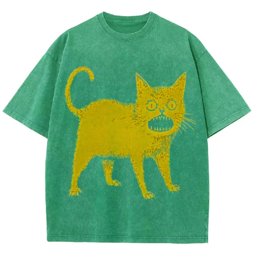 Cartoon Print T Shirt Women Kawaii Graphic Shirts Summer Casual Short Sleeved Black Female Tee Round Neck Harajuku T-Shirts