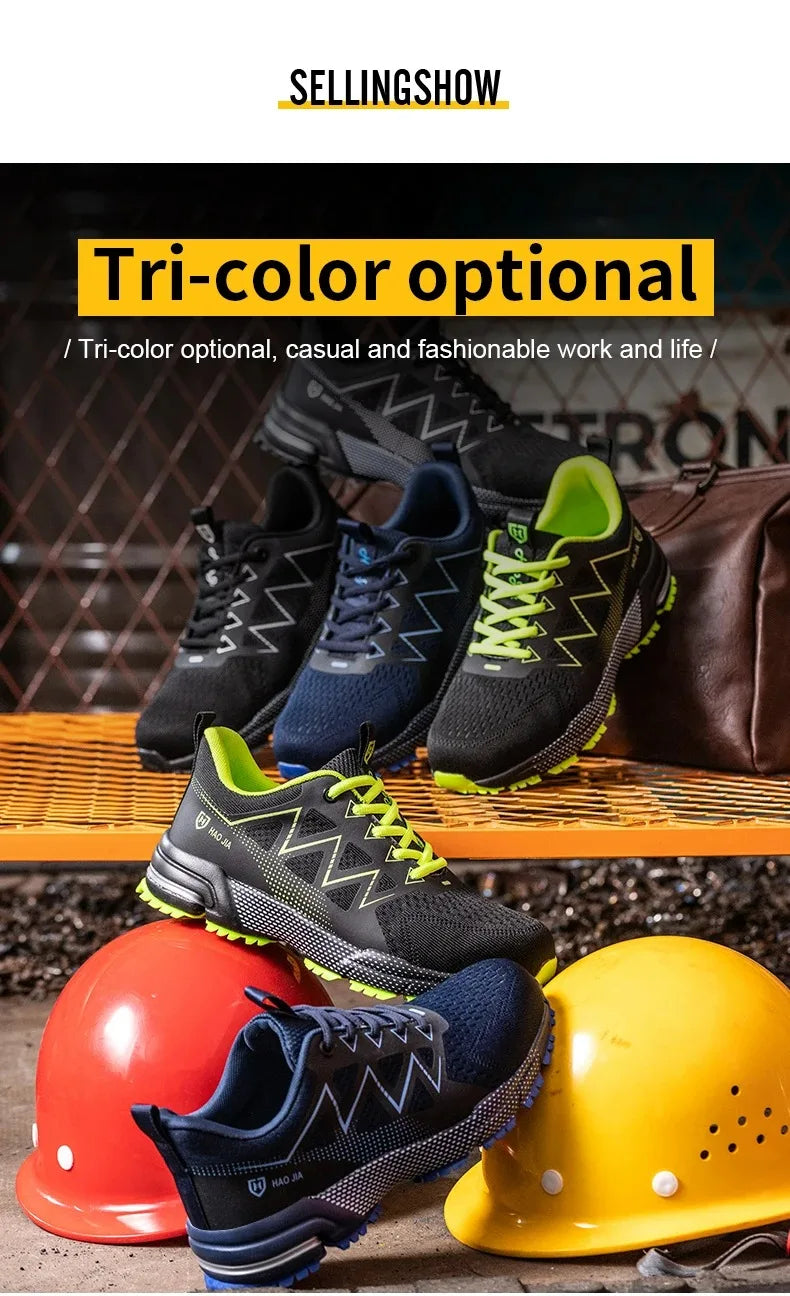 Safety Shoes Men Women Anti-Smashing Steel Toe Cap Indestructible Light Breathable Sneaker Work Shoes Safety Boots