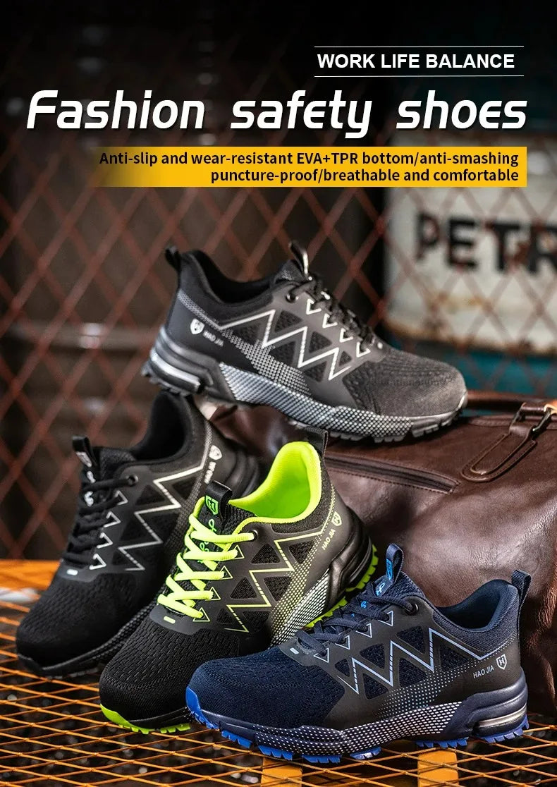 Safety Shoes Men Women Anti-Smashing Steel Toe Cap Indestructible Light Breathable Sneaker Work Shoes Safety Boots