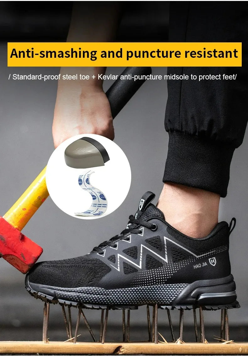 Safety Shoes Men Women Anti-Smashing Steel Toe Cap Indestructible Light Breathable Sneaker Work Shoes Safety Boots