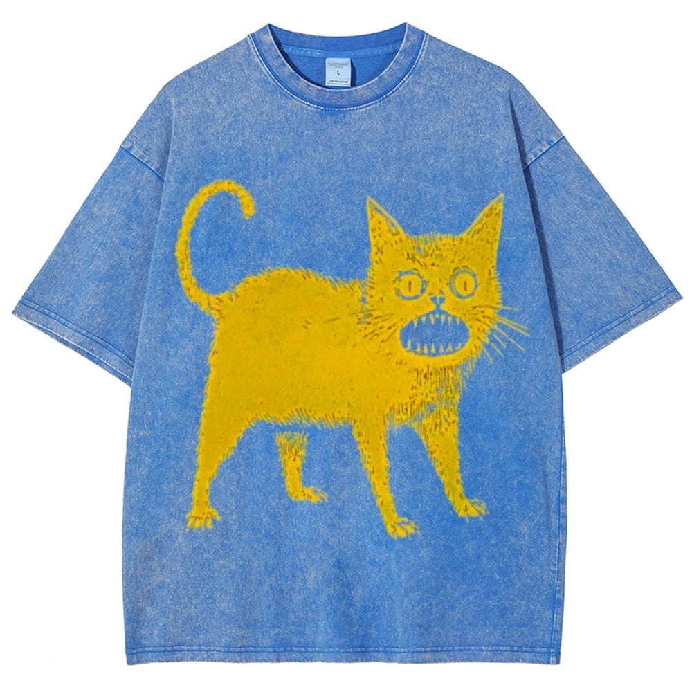 Cartoon Print T Shirt Women Kawaii Graphic Shirts Summer Casual Short Sleeved Black Female Tee Round Neck Harajuku T-Shirts