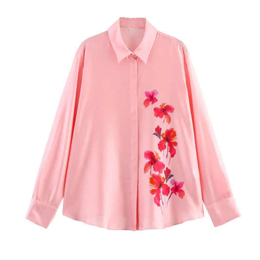 Women's Fashion Printing Lapel Shirt