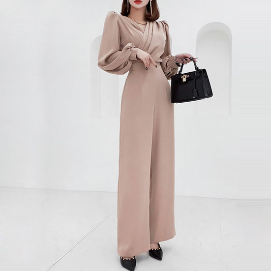 V-neck Slim-fit Temperament Jumpsuit Women's Waist Slimming Professional Jumpsuit