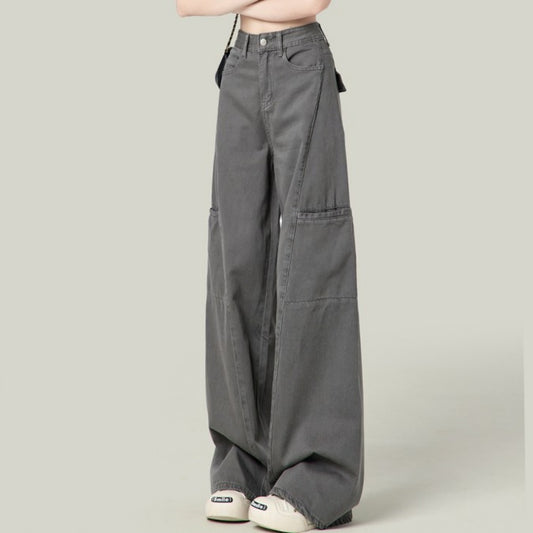Cement Gray American Wide Leg Work Pants - BabynBeauty