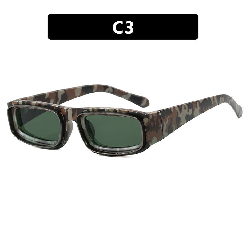 Double Circle Narrow Frame Square Sun Glasses