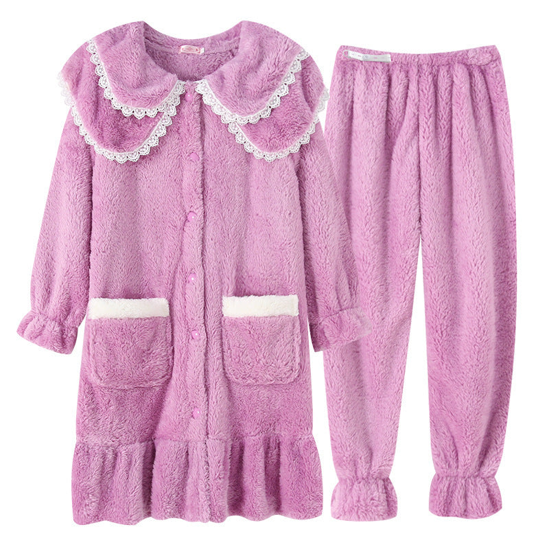 Flannel Two-piece Maternity Nursing Homewear
