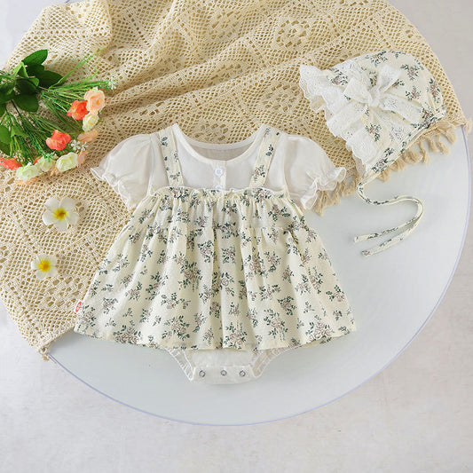 Clothes For Babies Summer Princess Super Cute Thin Bodysuit Printed Short Sleeve Internet Celebrity Romper