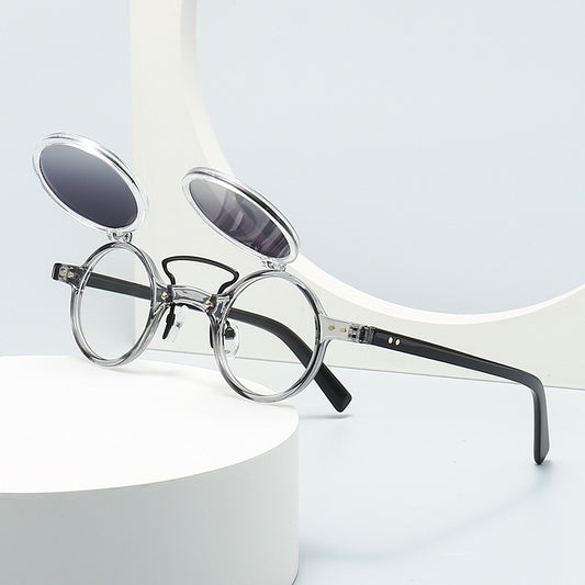Sun Glasses Round Beige Frame