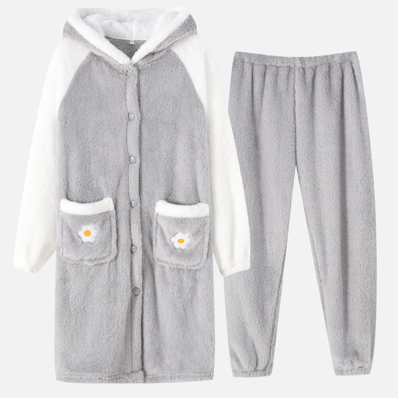 Flannel Two-piece Maternity Nursing Homewear