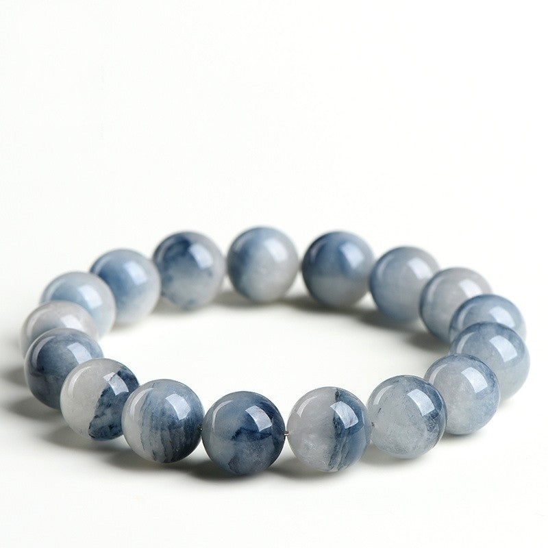Natural Half Pot Blue Rabbit Hair Round Bead Bracelet