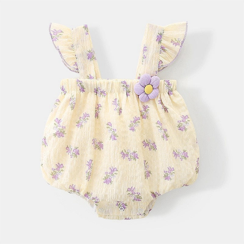 Western Princess Style Baby Girl Sling Onesie Baby's Triangle Romper Thin Bodysuit Romper