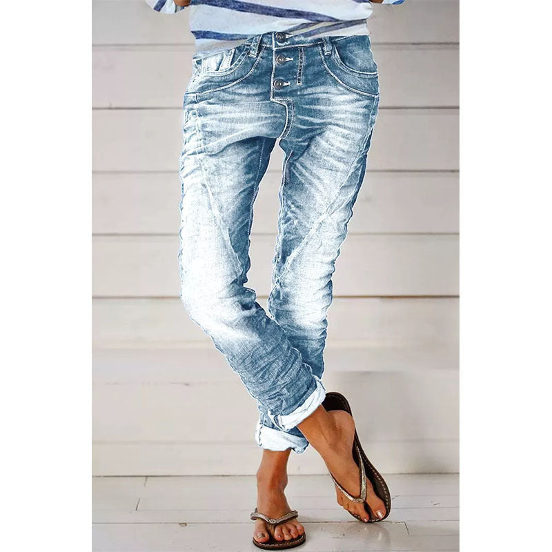 Drawstring Elastic Waist Washed Women's Casual Pants