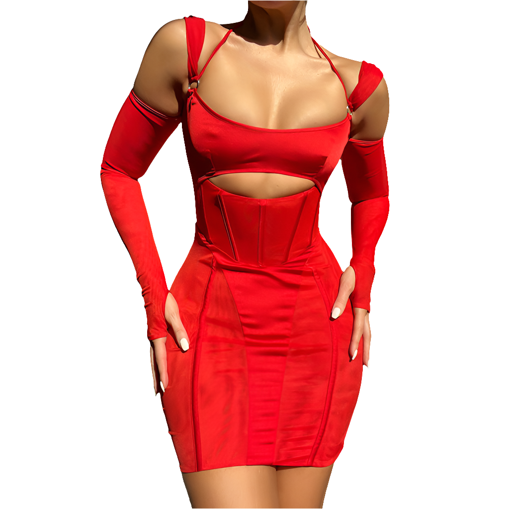 Women's Sling Tight Dress Fashion Backless Mesh See-through Hip Skirt