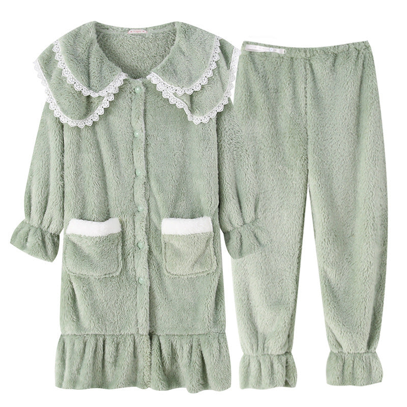 Flannel Two-piece Maternity Nursing Homewear