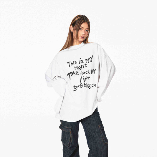 Distressed Letters T-shirt Loose Casual Bottoming Top