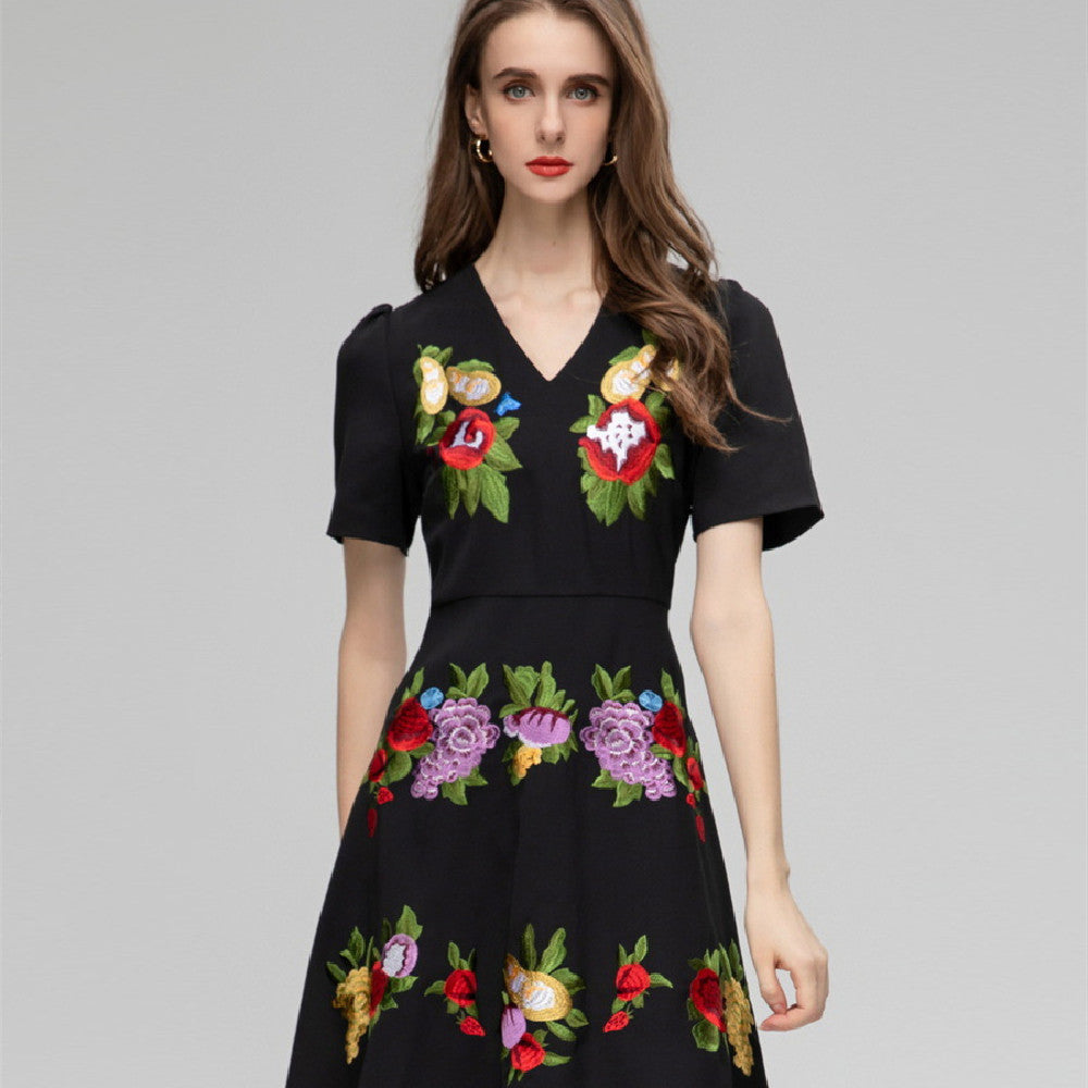 Women's Fashion Embroidered Flower Dress - BabynBeauty