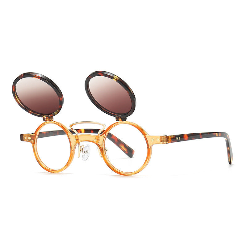 Sun Glasses Round Beige Frame
