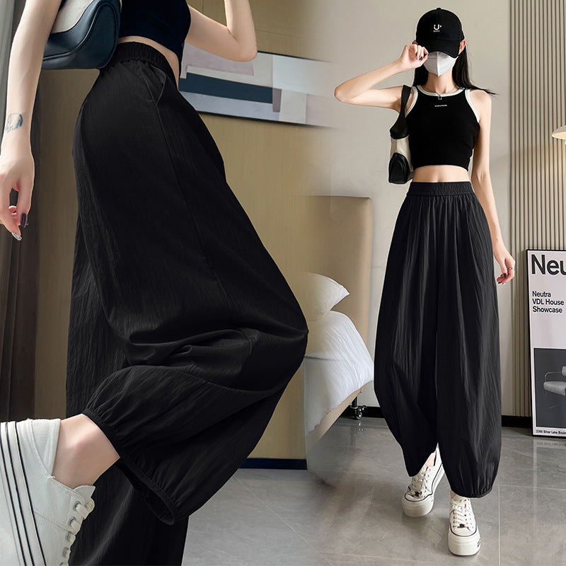 Ice Silk Quick-drying Cropped Sun Protection Ankle Banded Pants