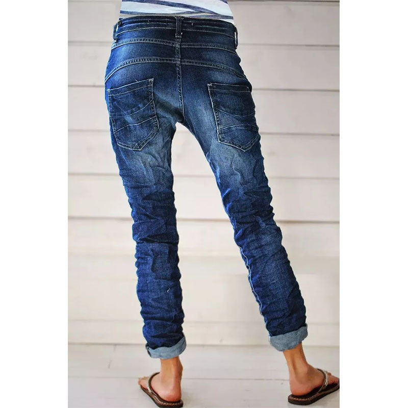 Drawstring Elastic Waist Washed Women's Casual Pants