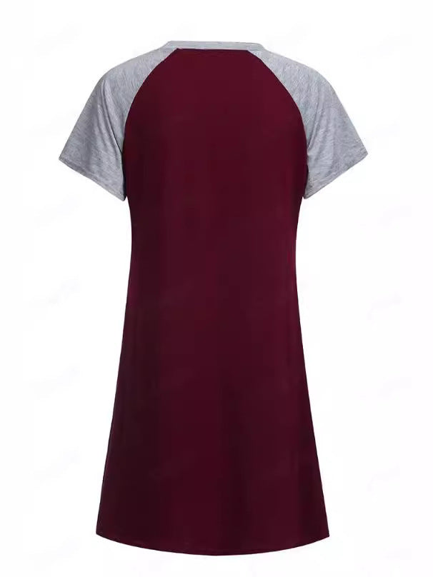 Maternity Clothes Round Neck Short Sleeve Nursing Opening Dress Pajamas