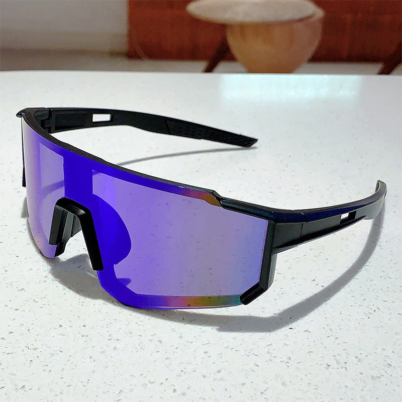 One-piece Large Frame Colorful Bicycle Riding Sun Glasses