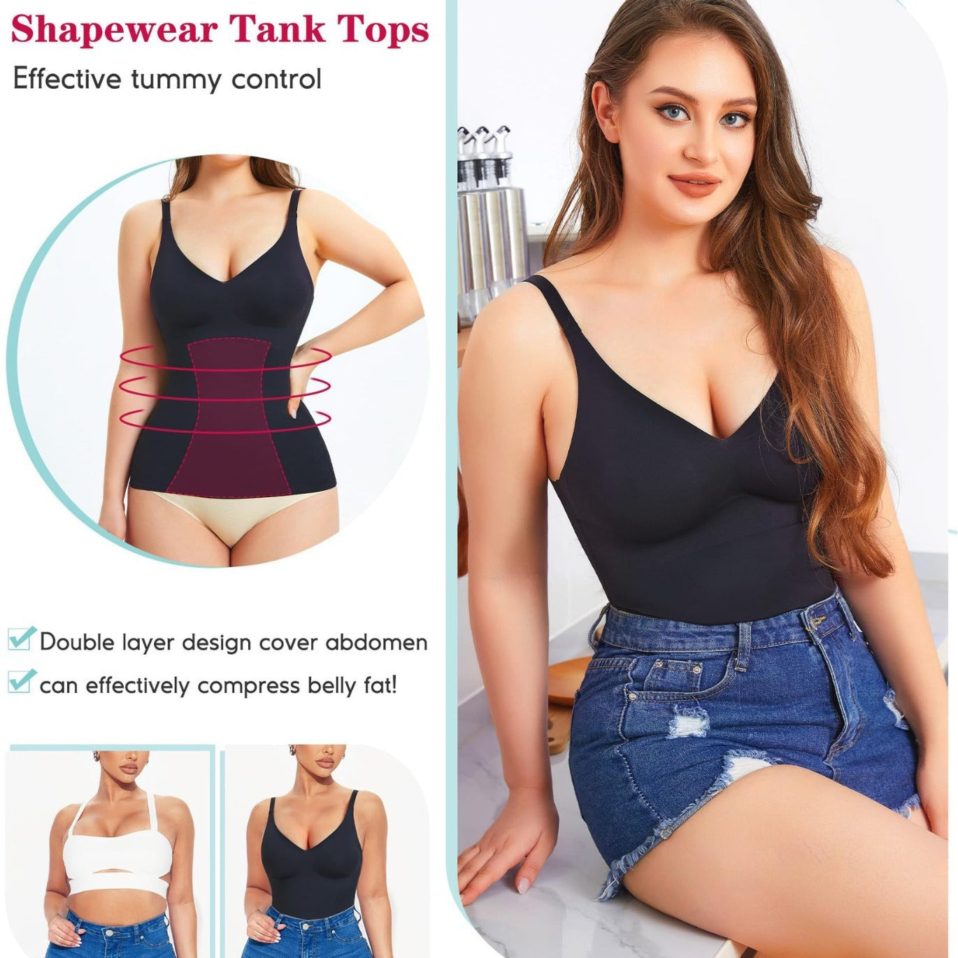 Sling Multicolor Deep V-neck Casual Sports Easy Matching Waisted Belly Shaping Top - BabynBeauty