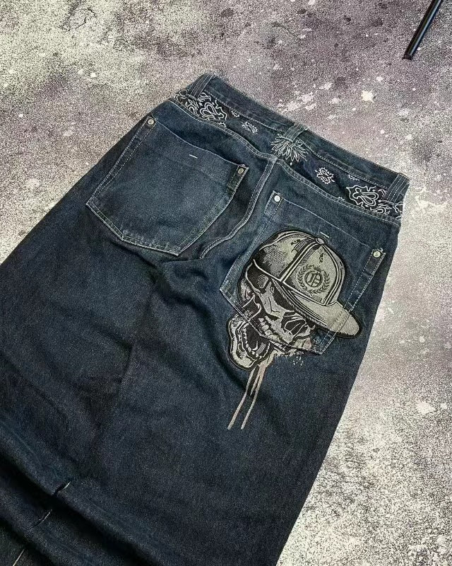 Embroidered Casual Straight-leg Loose Wide Leg Women