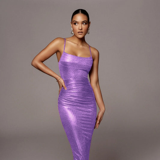 Lady Sexy Pleated Suspender Sheath Dress - BabynBeauty