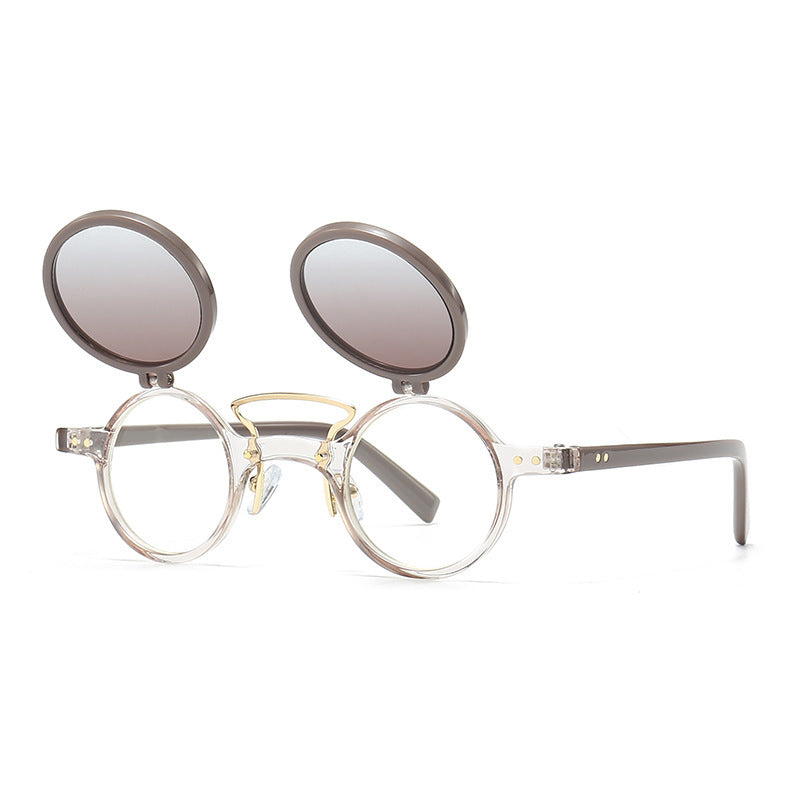 Sun Glasses Round Beige Frame