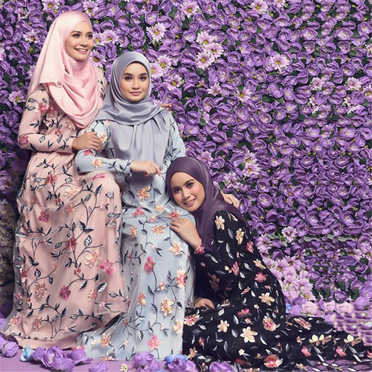 Embroidered Mesh Middle East Turkey Dress - BabynBeauty