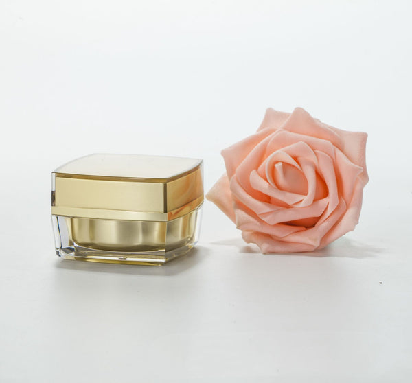 Acrylic Square Set Bottle Golden Lotion Toner - BabynBeauty