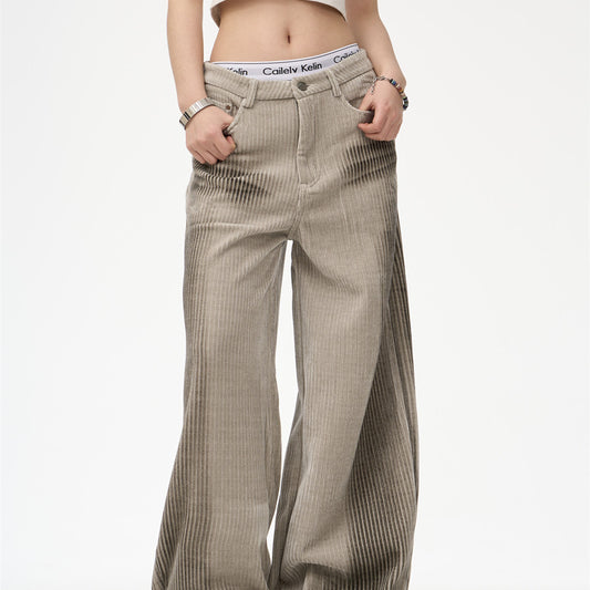 Corduroy Casual Straight Simple Wide Leg Dirty Pants