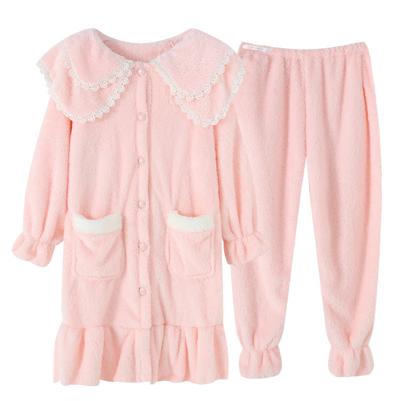Flannel Two-piece Maternity Nursing Homewear