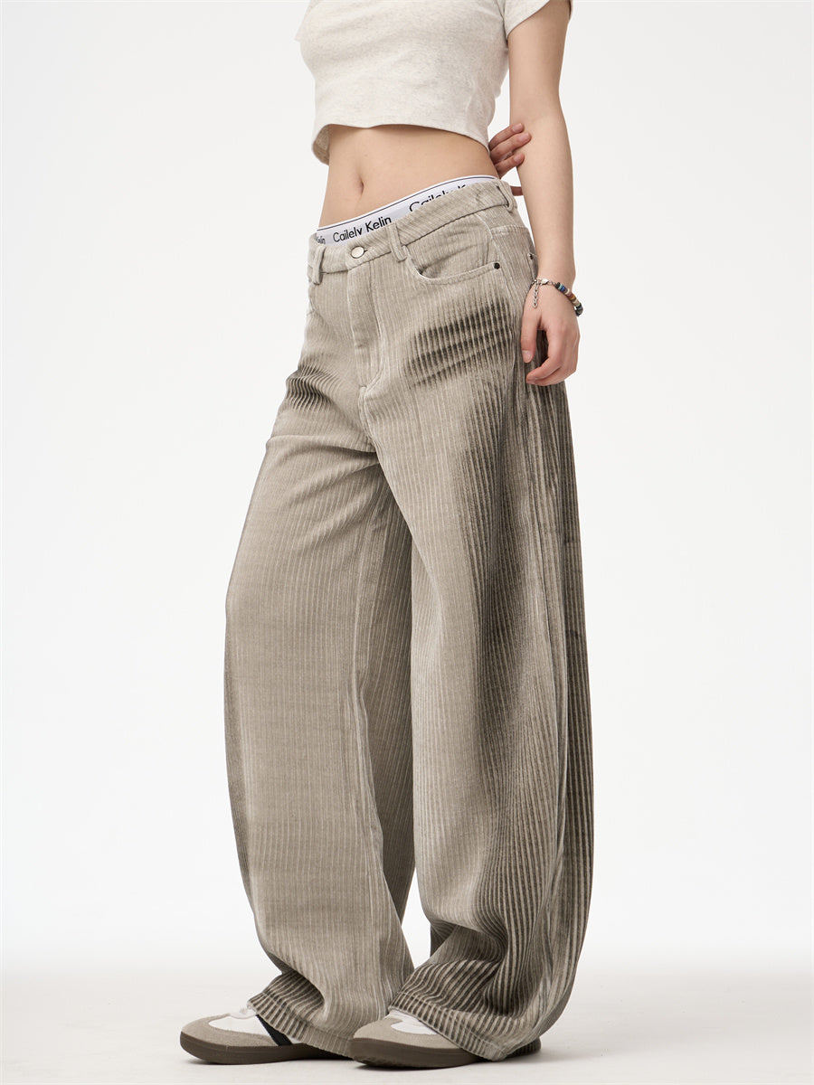 Corduroy Casual Straight Simple Wide Leg Dirty Pants