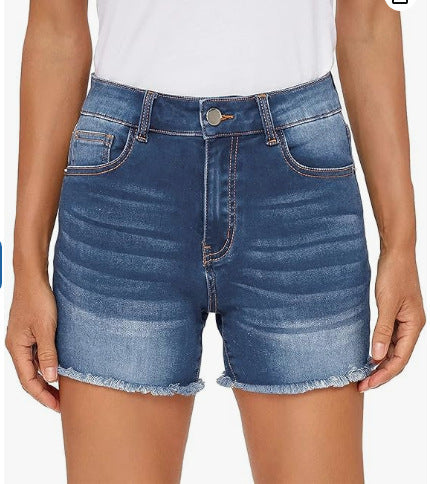 Summer High Waist All-match Slim Fit Tassel Women's Denim Shorts
