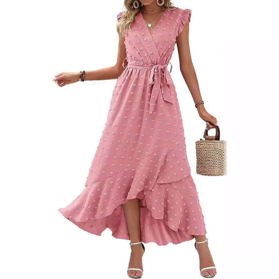 Dress Ruffle Sleeve S Wave Bohemia Elegant Maxi Dress