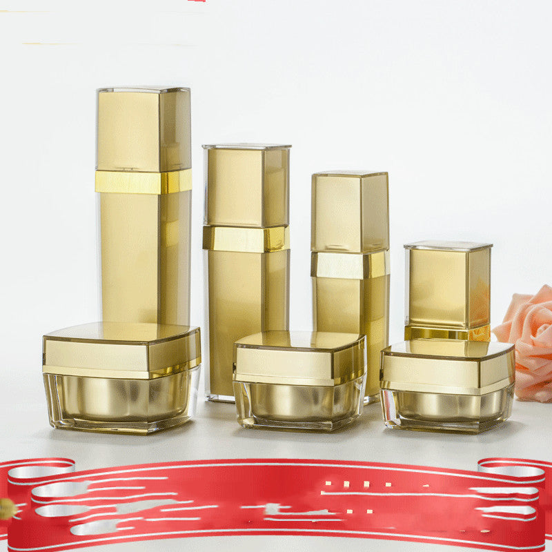 Acrylic Square Set Bottle Golden Lotion Toner