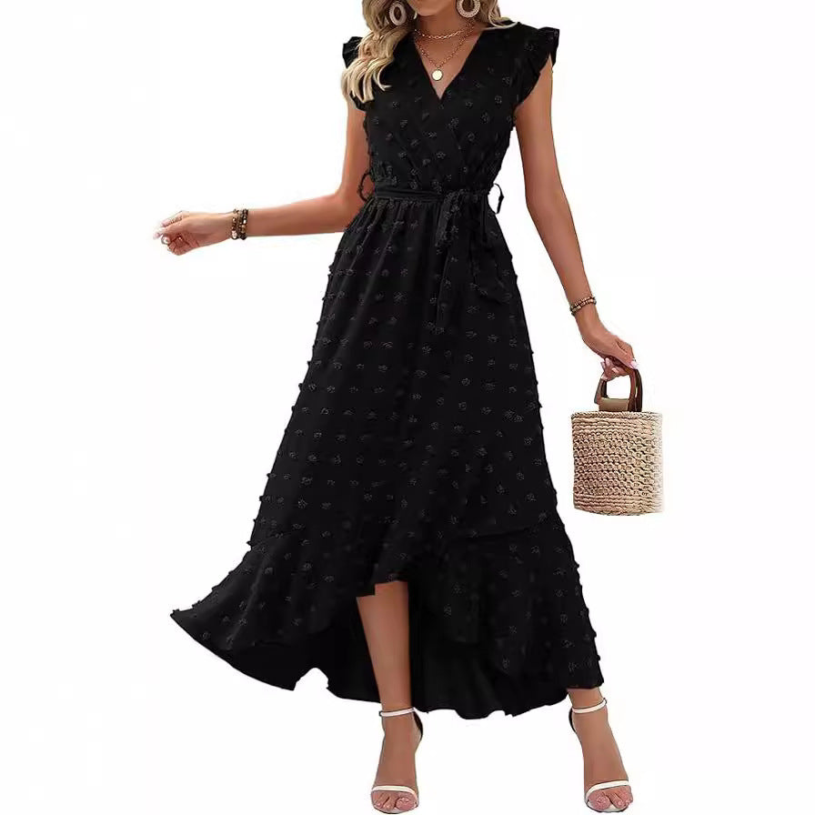 Dress Ruffle Sleeve S Wave Bohemia Elegant Maxi Dress