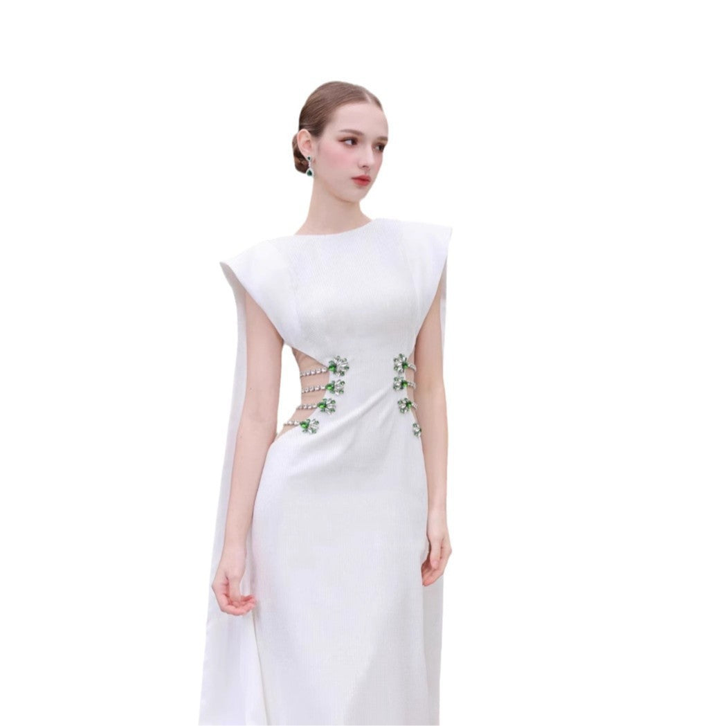European And American Diamond-embedded High-end Exquisite Bandage One-piece Dress Elegant Temperament