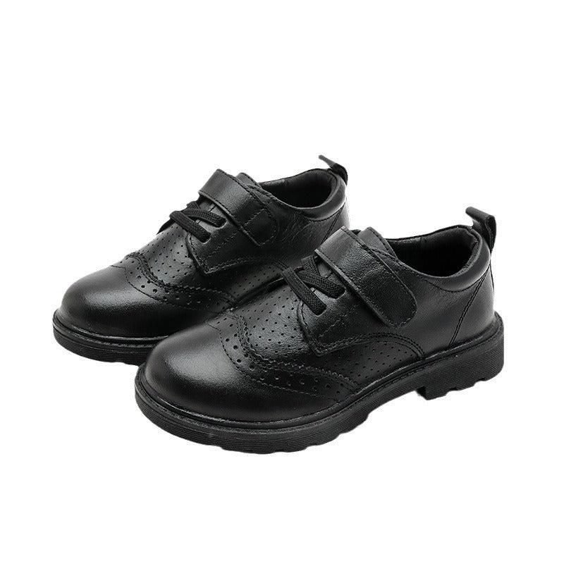 Children's Hollowed Out Fashionable British Style Cowhide Shoes