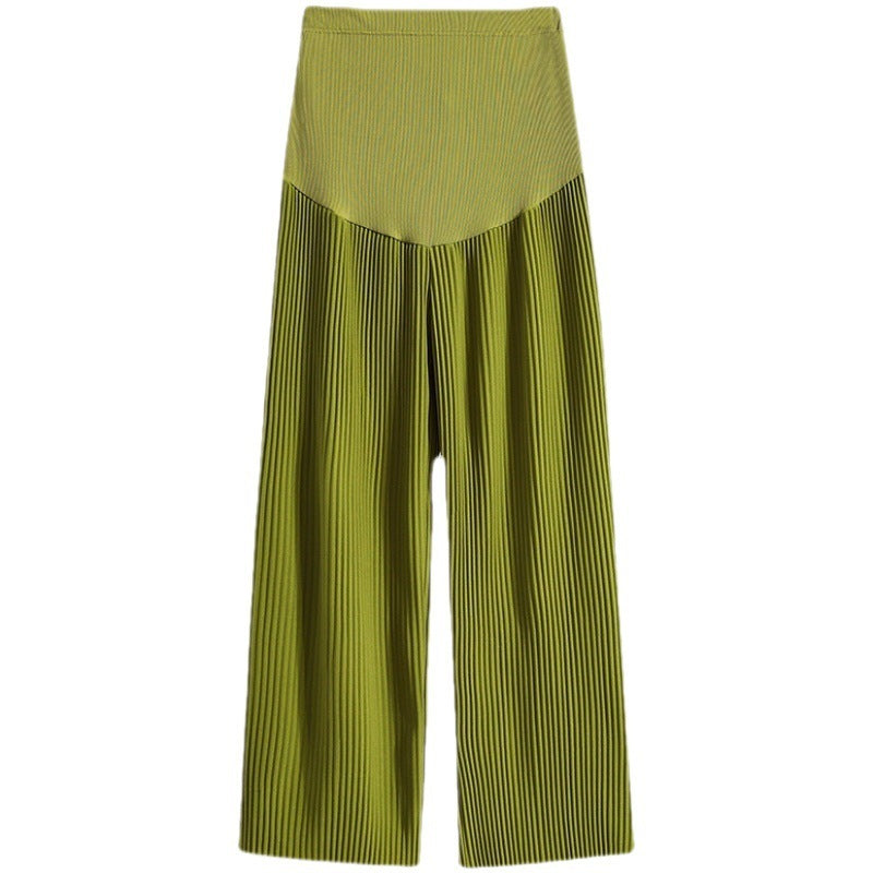 Women's Fashion Casual Pleated Ice Silk Maternity Pants