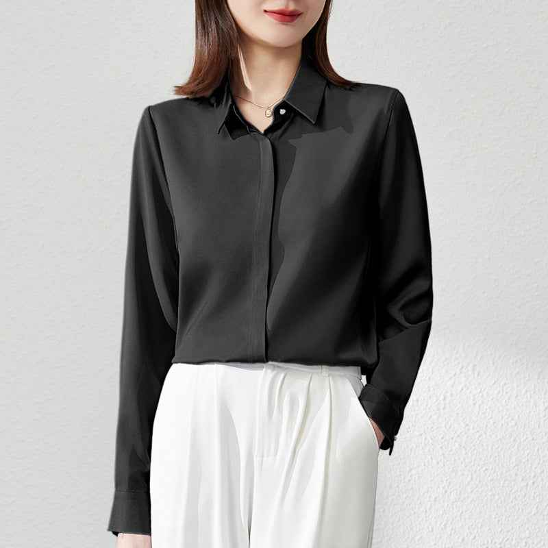 Graceful Satin Top OL Business Clothing Shirt For Women