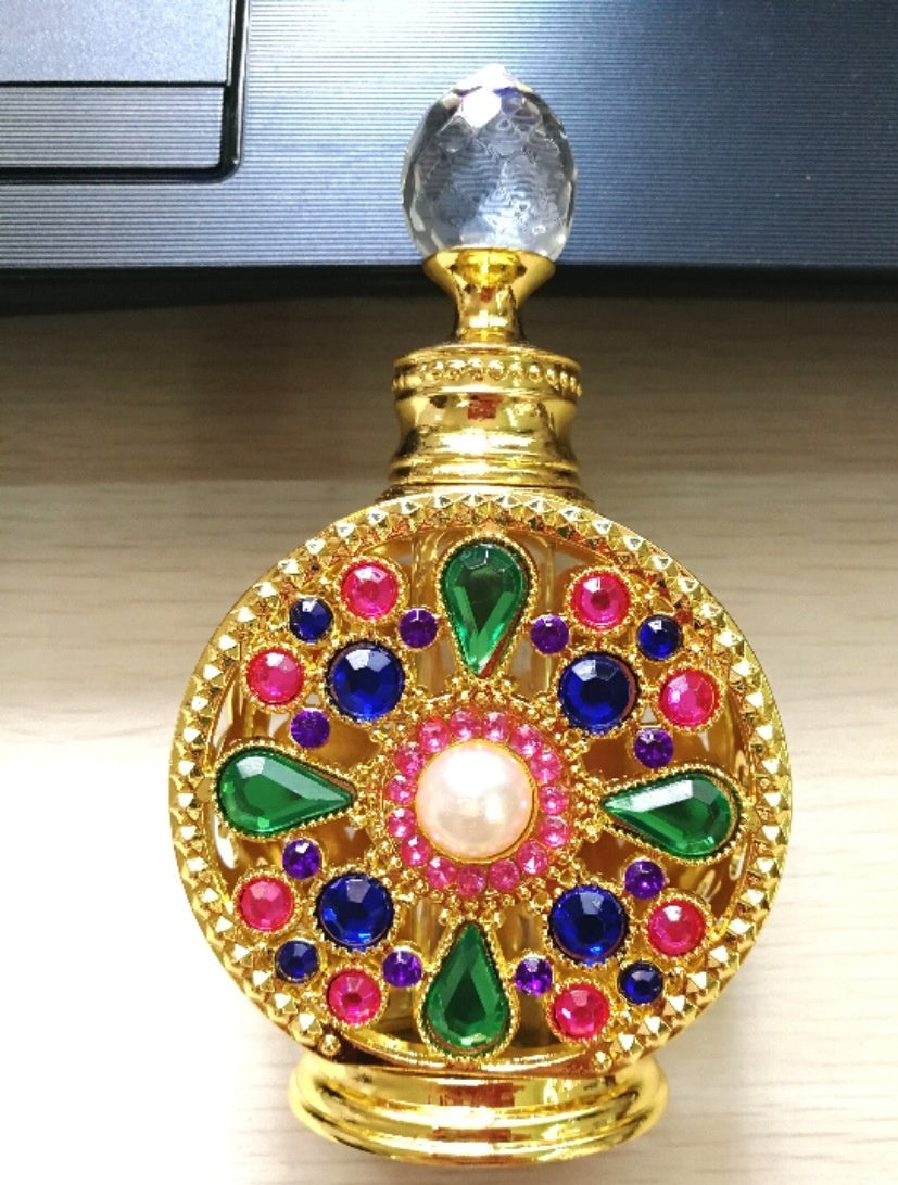 Heart-shaped Inlaid Ornamental Stone Middle East Perfume Bottle - BabynBeauty
