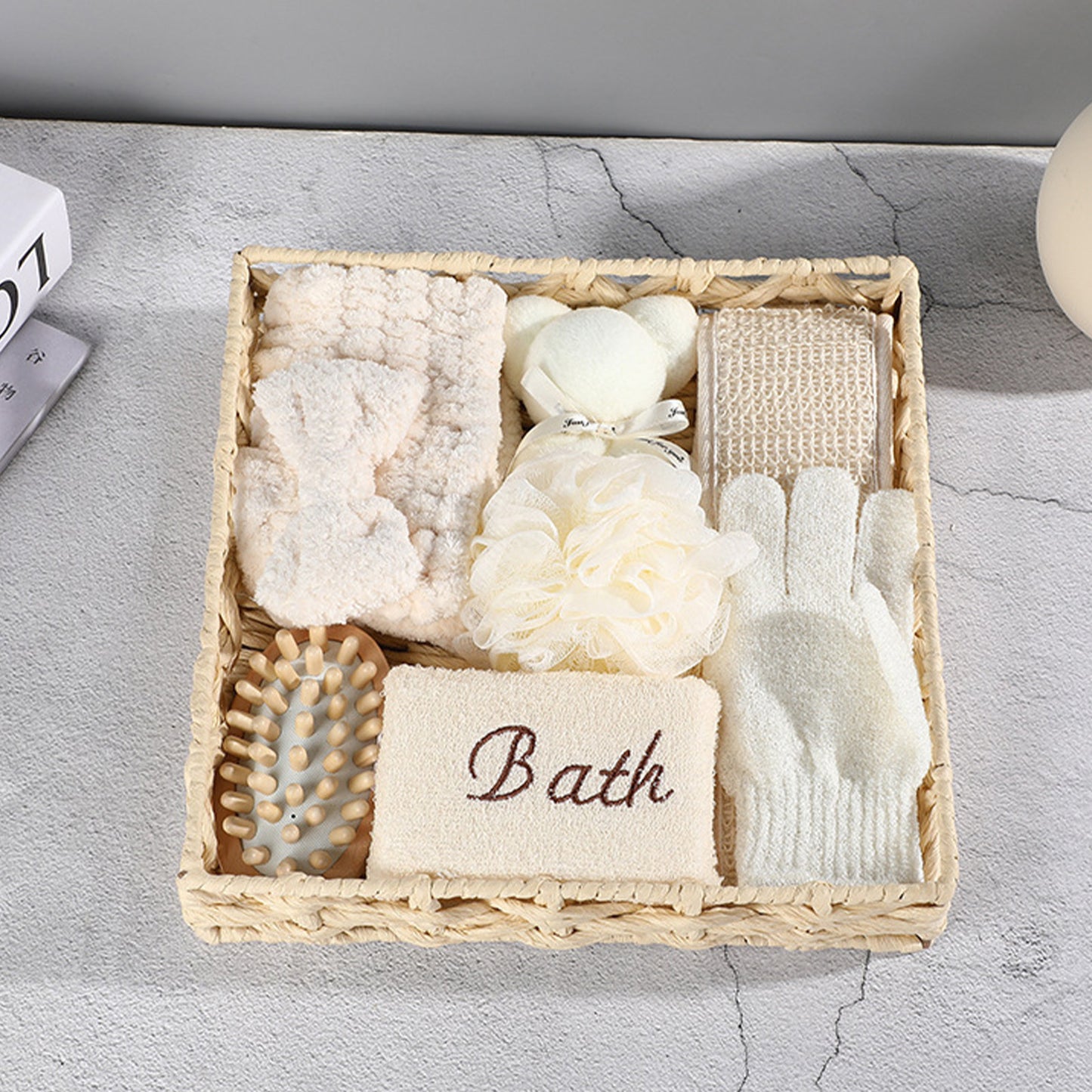 Spa Gift Bath Set Cute Bear Towel  Bathing Skin Cleaning Kit  Spa Gift For Women  Sisal Bath Flower Kit  Coral Velvet Hair Strap Bath