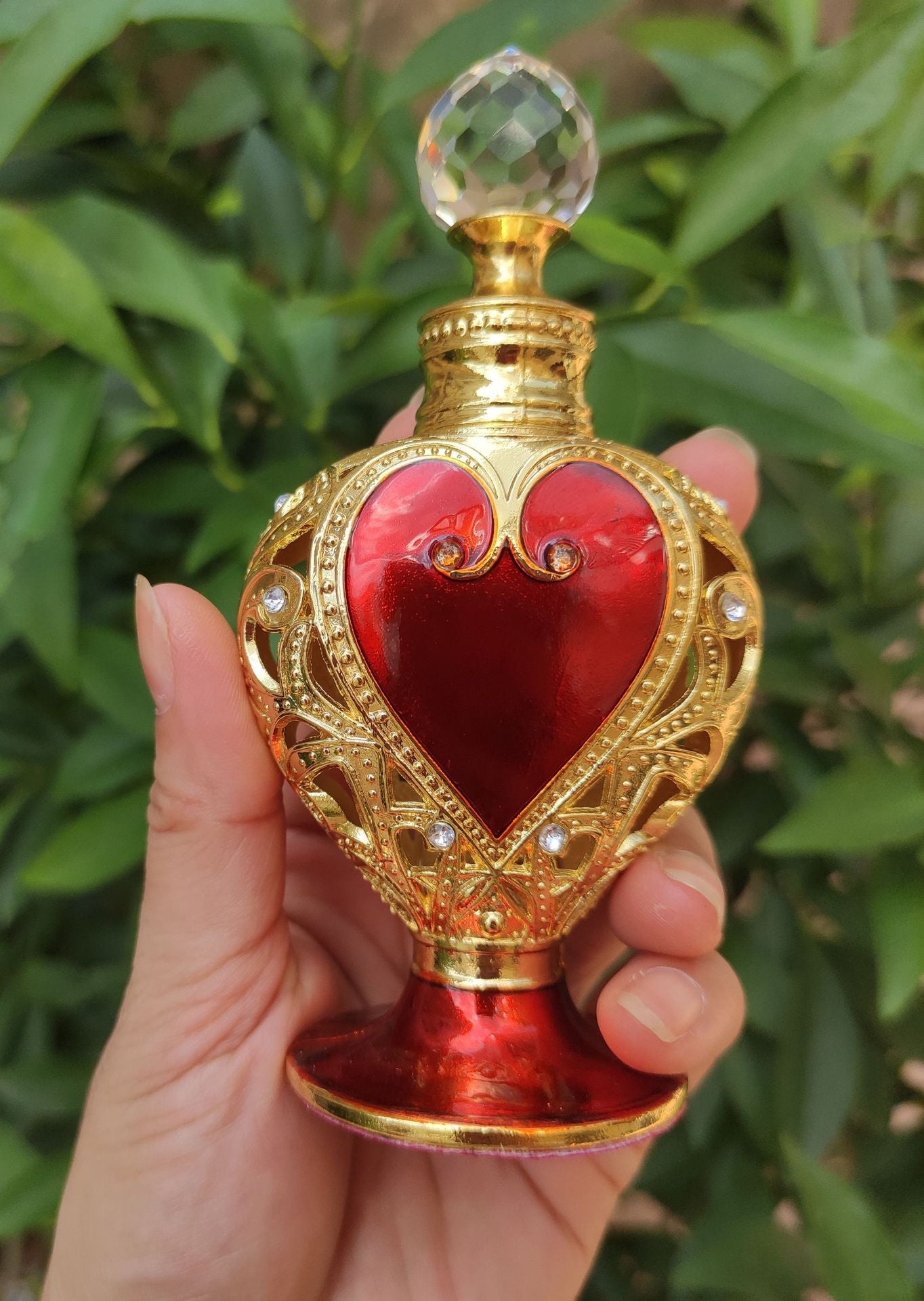 Heart-shaped Inlaid Ornamental Stone Middle East Perfume Bottle