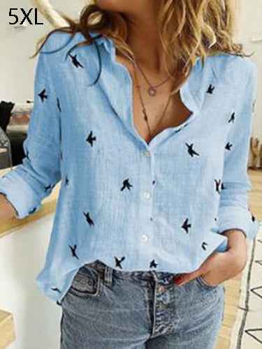 Lapel Long Sleeve Shirt Fashion Solid Color Button Top Women's Clothing