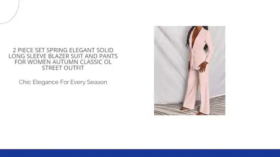 2 Piece Set Spring Elegant Solid Long Sleeve Blazer Suit And Pants For Women Autumn Classic OL Street Outfit by@Outfy