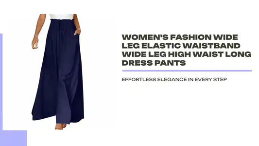Women&#039;s Fashion Wide Leg Elastic Waistband Wide Leg High Waist Long Dress Pants by@Outfy