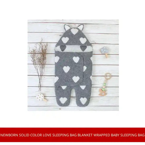 Newborn Solid Color Love Sleeping Bag Blanket Wrapped Baby Sleeping Bag by@Outfy