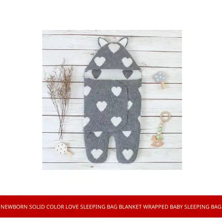 Newborn Solid Color Love Sleeping Bag Blanket Wrapped Baby Sleeping Bag by@Outfy